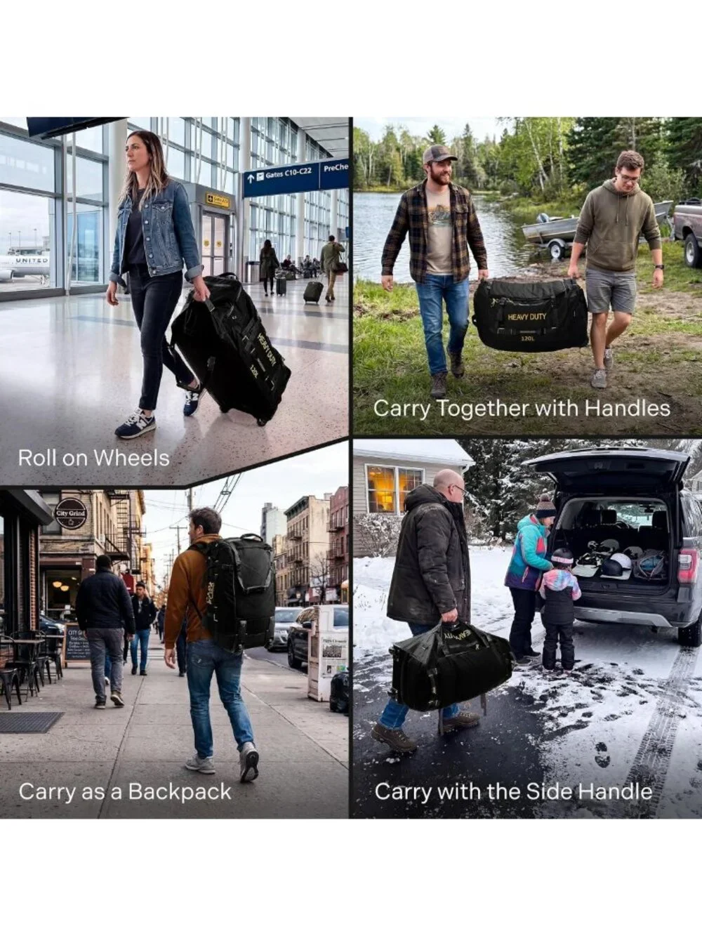 31-Inch Rolling Duffle Bag with Wheels - 120L Heavy-Duty Travel & Sports Luggage